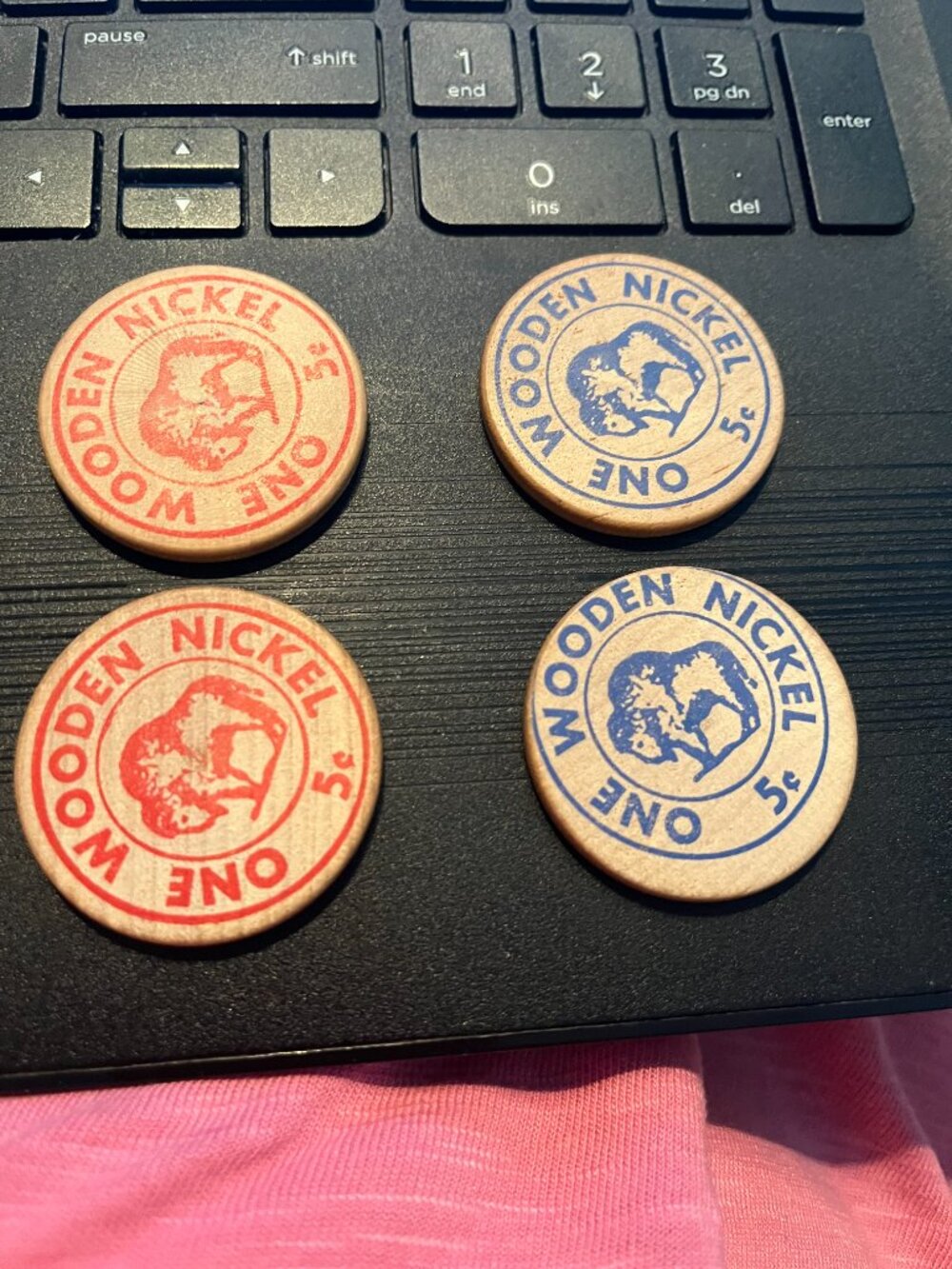 Set of 4, buffalo wood nickel for GE General Electric advertising